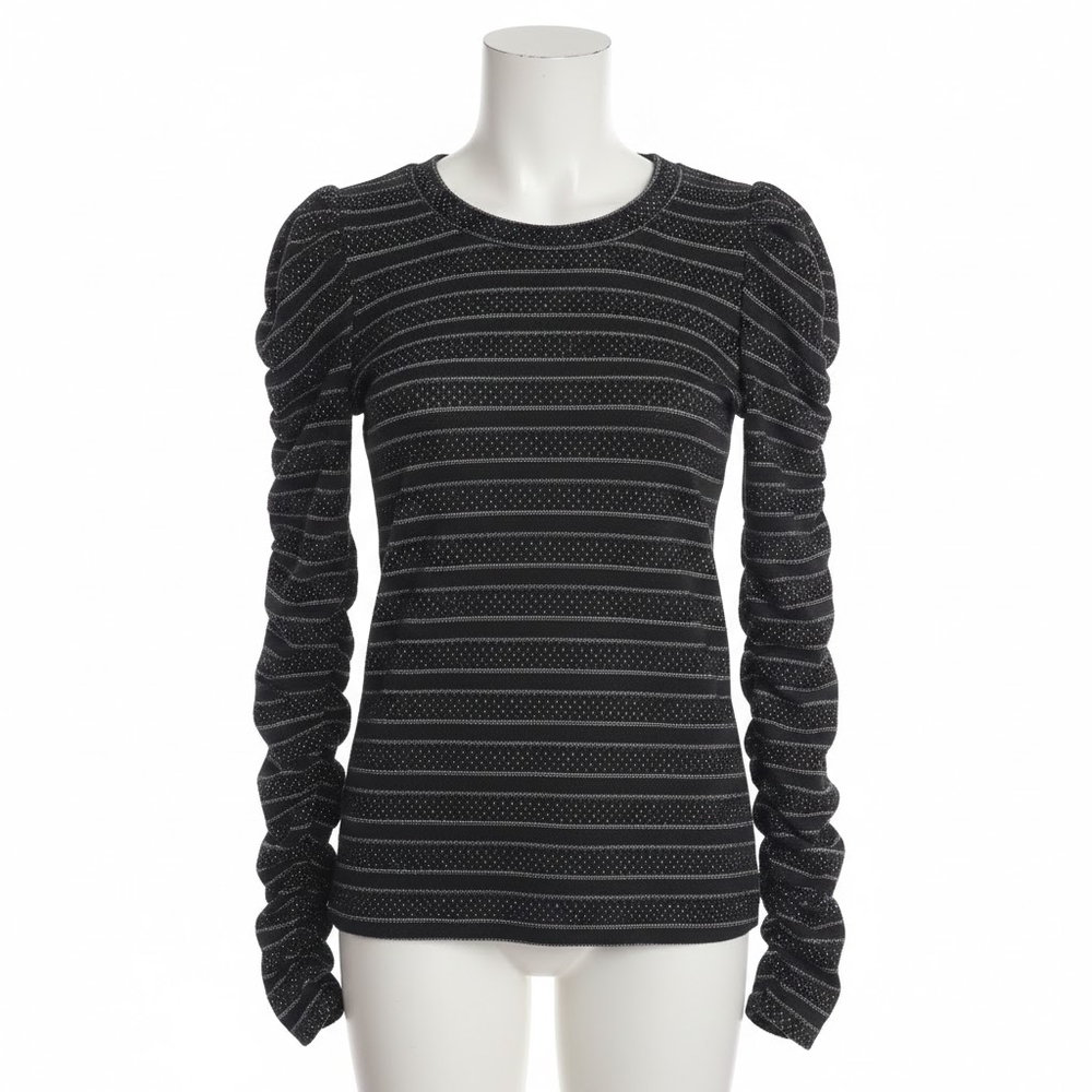 Ann Taylor LOFT Black and White Striped Long Sleeve Top